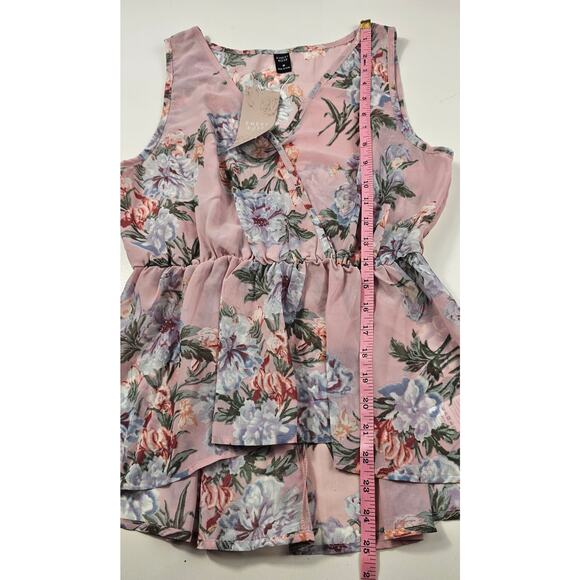 NWT emery rose coquette cottagecore high low chiffon summer blouse tank v neck M - Picture 6 of 7